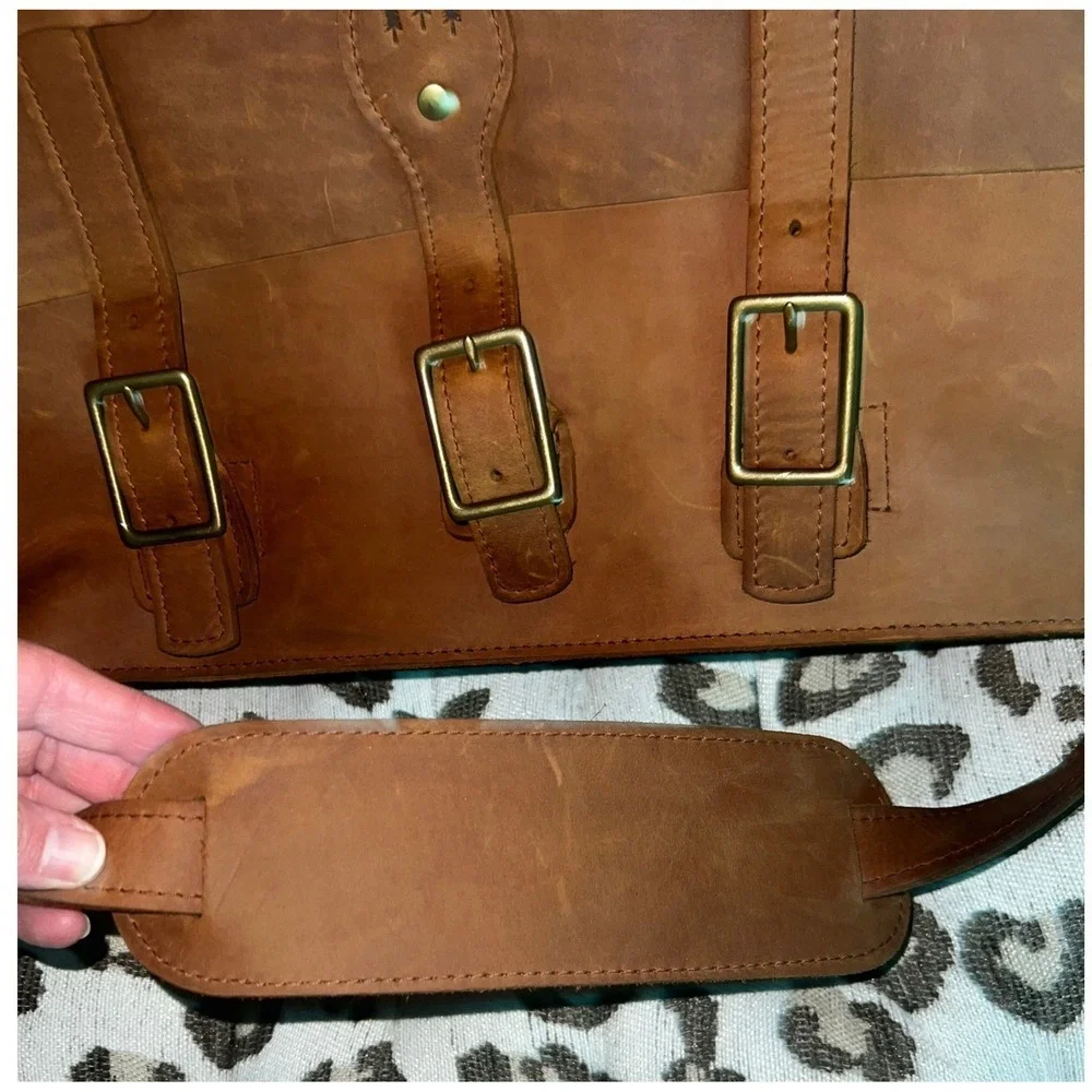 Portland Leather Goods Brown‎ Leather Satchel Briefcase Laptop Messenger Bag